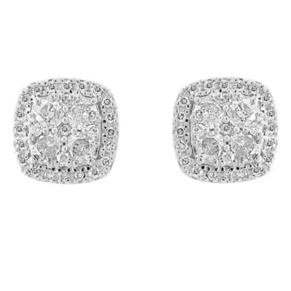 Samuel B 14K SQUARE SHAPE DIAMOND HALO STUDS